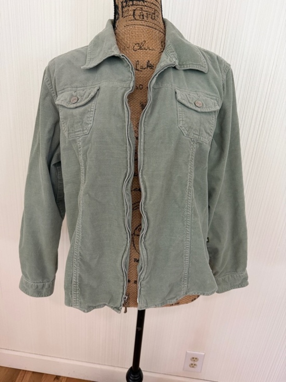 Route 66 Sage Green Corduroy Zip Jacket